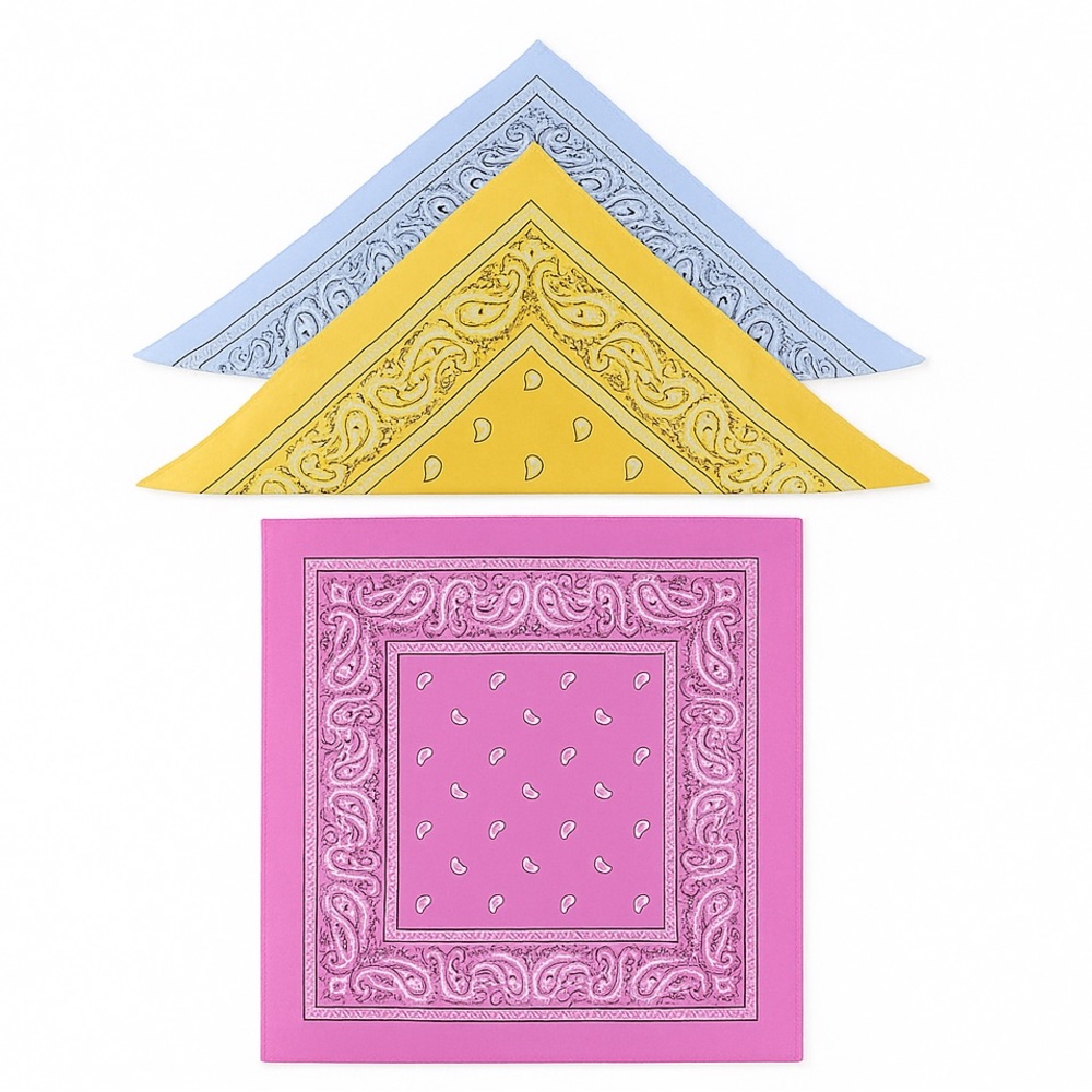 3 Square Paisley Head Scarves Bandanas